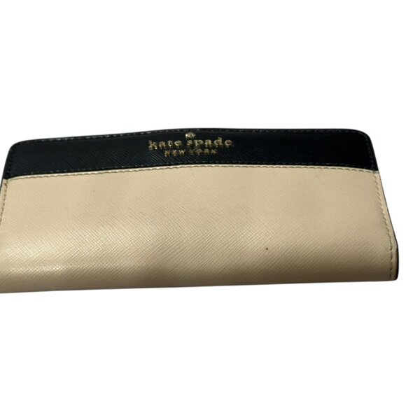 Kate Spade Morgan Colorblocked Slim Bifold Wallet - Black/Beige - Picture 1 of 12
